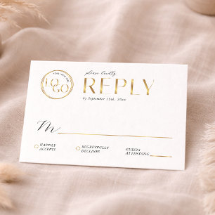 Tarjeta De Confirmación De Asistencia Elegante logotipo de la empresa de oro falso Event