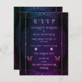 Tarjeta De Confirmación De Asistencia Elegante malva y Boda de oro