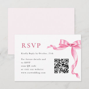 Tarjeta De Confirmación De Asistencia Elegante Mano Elegante De Color Rosa Dibujado Boda