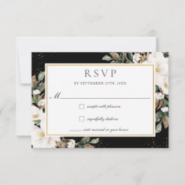 Tarjeta De Confirmación De Asistencia Elegante marfil Magnolia Cotton Boda Floral
