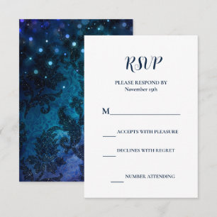 Tarjeta De Confirmación De Asistencia Elegante matrimonio azul de invierno de la Marina