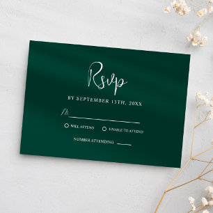 Tarjeta De Confirmación De Asistencia Elegante matrimonio de estilo moderno verde esmera
