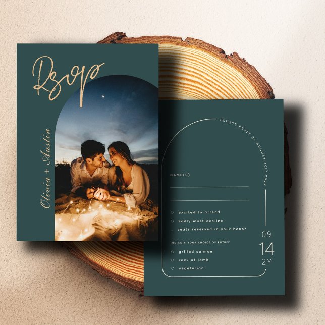Tarjeta De Confirmación De Asistencia Elegante matrimonio elegante de fotos de arco mode (Subido por el creador)