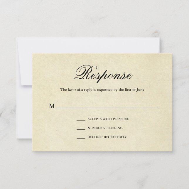 Tarjeta De Confirmación De Asistencia Elegante matrimonio formal tradicional de cosecha (Anverso)