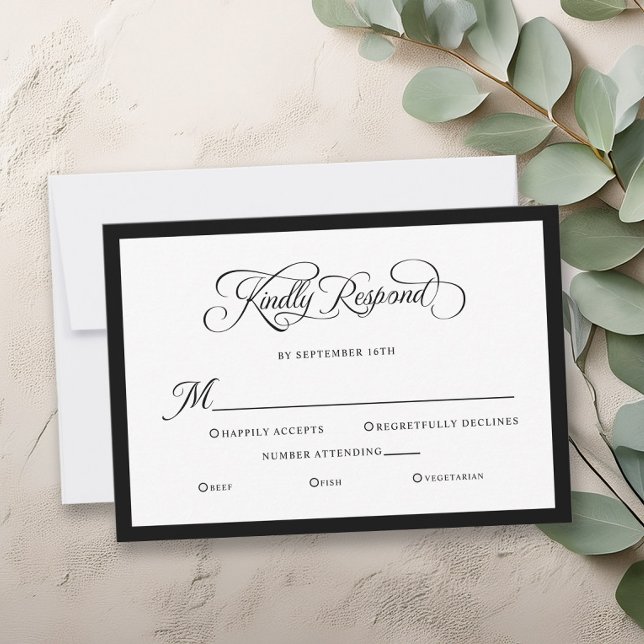 Tarjeta De Confirmación De Asistencia Elegante matrimonio que responde amablemente a la  (Elegant Wedding Kindly Respond Calligraphy RSVP Card)