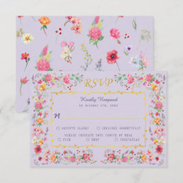 Tarjeta De Confirmación De Asistencia Elegante Meadow Spring Garden Wedding