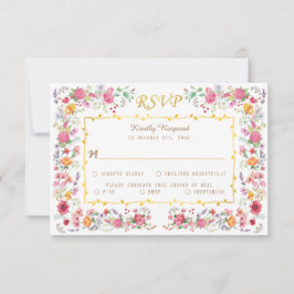 Tarjeta De Confirmación De Asistencia Elegante Meadow Spring Garden Wedding