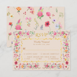 Tarjeta De Confirmación De Asistencia Elegante Meadow Spring Garden Wedding