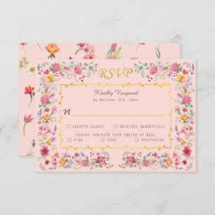 Tarjeta De Confirmación De Asistencia Elegante Meadow Spring Garden Wedding