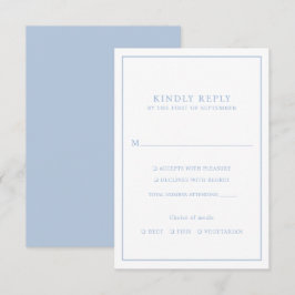 Tarjeta De Confirmación De Asistencia Elegante Minimalista Dusty Blue Frame Comida Elecc