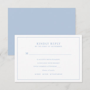 Tarjeta De Confirmación De Asistencia Elegante Minimalista Dusty Blue Frame Comida Elecc