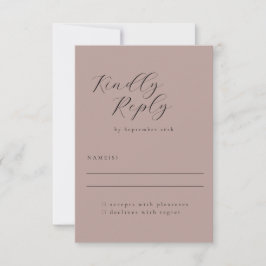 Tarjeta De Confirmación De Asistencia Elegante Minimalista Dusty Mauve Calligraphy Boda