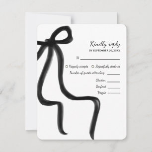 Tarjeta De Confirmación De Asistencia Elegante Minimalista simple boda negro