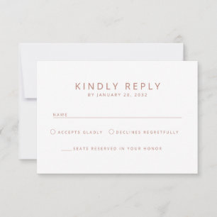 Tarjeta De Confirmación De Asistencia Elegante minimalista simple rosa boda