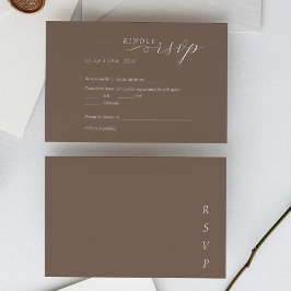 Tarjeta De Confirmación De Asistencia Elegante Minimalista Toba Marfil Escritura Boda