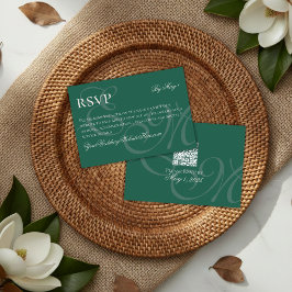 Tarjeta De Confirmación De Asistencia Elegante Minimalista Verde Salvia Monograma Boda