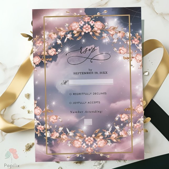 Tarjeta De Confirmación De Asistencia Elegante mística floral Boda de jardín (Subido por el creador)