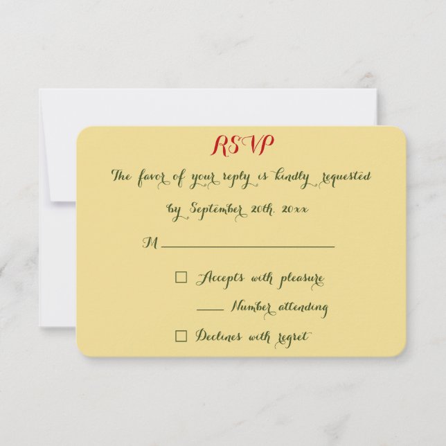 Tarjeta De Confirmación De Asistencia Elegante Moda Faux Gold Red Navidades Boda (Anverso)