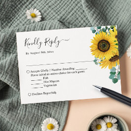 Tarjeta De Confirmación De Asistencia Elegante Moda Girasol Eucalipto deja Boda