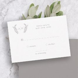 Tarjeta De Confirmación De Asistencia Elegante moderna y sencilla boda en monograma form