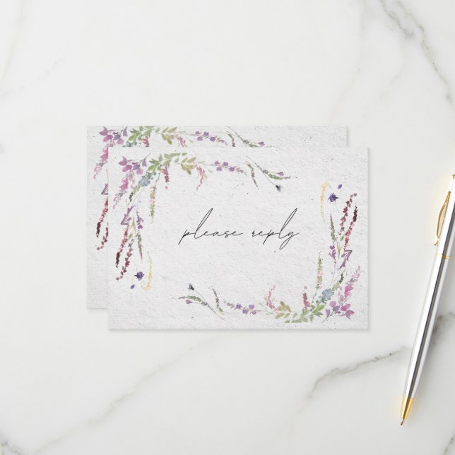 Tarjeta De Confirmación De Asistencia Elegante Moderno Flores Silvestres Simple Wedding  (Anverso/Reverso In Situ)