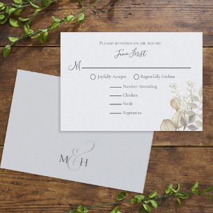 Tarjeta De Confirmación De Asistencia Elegante Moderno Foliage Sencillo Elección de Comi
