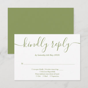 Tarjeta De Confirmación De Asistencia Elegante Moderno Script Verde Musgo