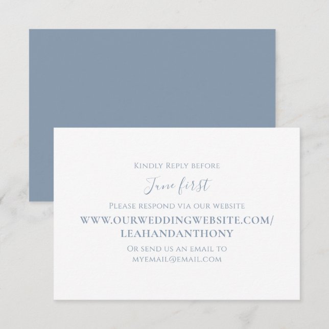 Tarjeta De Confirmación De Asistencia Elegante Moderno, Simple Y Dusty Blue A Través Del (Anverso / Reverso)