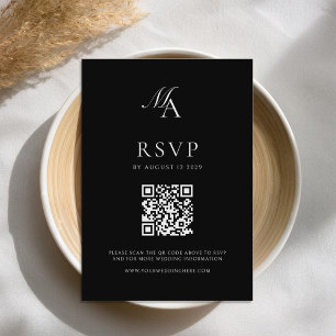 Tarjeta De Confirmación De Asistencia Elegante Monograma Boda Minimalista moderno