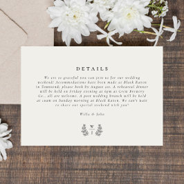 Tarjeta De Confirmación De Asistencia Elegante Monograma Botánico Detalles del Boda Inic