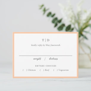 Tarjeta De Confirmación De Asistencia Elegante Monograma de Peach Moderno Boda