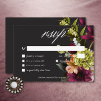 Elegante Moody Burgundy y cena floral rosada