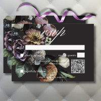 Elegante Moody Twilight Muted Floral QR Code