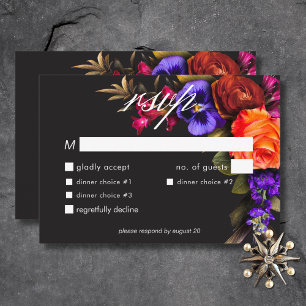 Tarjeta De Confirmación De Asistencia Elegante Moody Vibrant Harvest Floral Cena