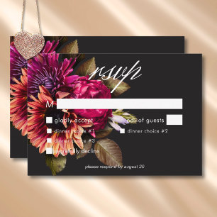 Tarjeta De Confirmación De Asistencia Elegante Moody Vibrant Sunset Floral Cena