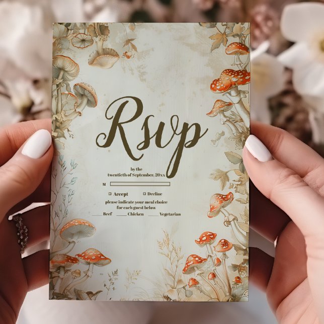 Tarjeta De Confirmación De Asistencia Elegante Mushroom Fern Boda (Subido por el creador)