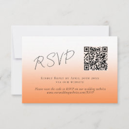 Tarjeta De Confirmación De Asistencia Elegante Naranja de color Fuzz QR Boda de código R