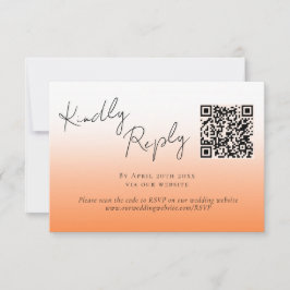 Tarjeta De Confirmación De Asistencia Elegante Naranja de color Fuzz QR Boda de código R