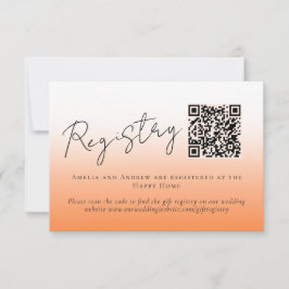Tarjeta De Confirmación De Asistencia Elegante Naranja de color Fuzz QR Registro de Boda