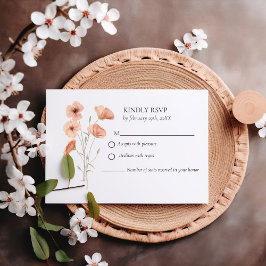 Tarjeta De Confirmación De Asistencia Elegante Naranja Poppy Meadow Boda de flores