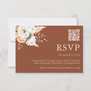 Tarjeta De Confirmación De Asistencia Elegante Naranja quemado Terracotta Boda Floral