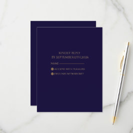 Tarjeta De Confirmación De Asistencia Elegante Navy & Oro Art Deco Personalizado 