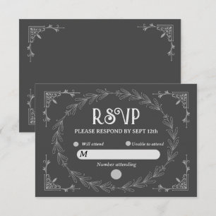 Tarjeta De Confirmación De Asistencia Elegante Noir Deco   Boda blanco y negro