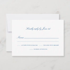 Tarjeta De Confirmación De Asistencia Elegante número azul de la Marina