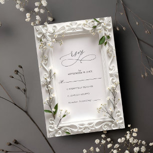 Tarjeta De Confirmación De Asistencia Elegante Ornate floral Boda de hojas verdes