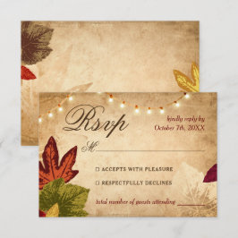 Tarjeta De Confirmación De Asistencia Elegante otoño deja una boda de otoño rústica
