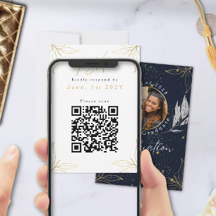 Tarjeta De Confirmación De Asistencia Elegante Partido de Graduación de Oro de la Marina