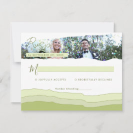 Tarjeta De Confirmación De Asistencia Elegante Pastel Green Photo Custom Wedding Moderno