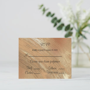Tarjeta De Confirmación De Asistencia Elegante Patrón de pincel acuarela dorado