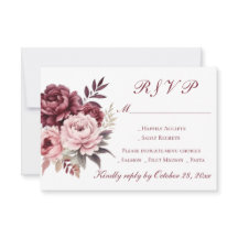 Elegante Peony Floral Watercolor Borgoña Boda